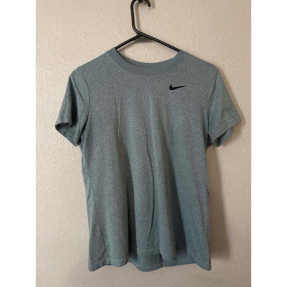 Nike The Nike Tee Dri-FIT T Shirt Medium Teal Heather Black Swoosh Athletic